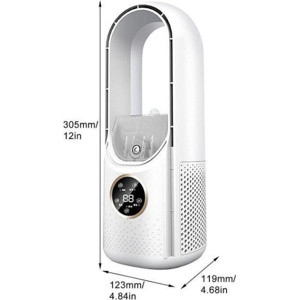 Безлопастной вентилятор Air Multiplier, увлажнение, подсветка, 6 скоростей, USB, белый