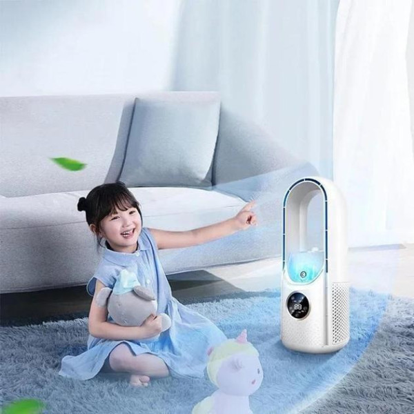 Безлопастной вентилятор Air Multiplier, увлажнение, подсветка, 6 скоростей, USB, белый