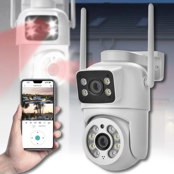 Поворотная Wi-Fi камера Q13 с двумя линзами 2×3 МП, ночное видение до 40 м