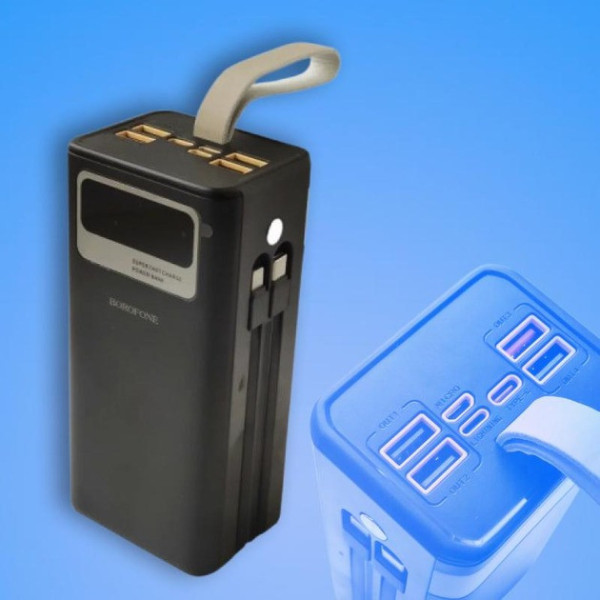 Сверхмощный портативный повербанк BOROFONE 40000mAh DBT-35A 4 USB Type-C Lightning LED