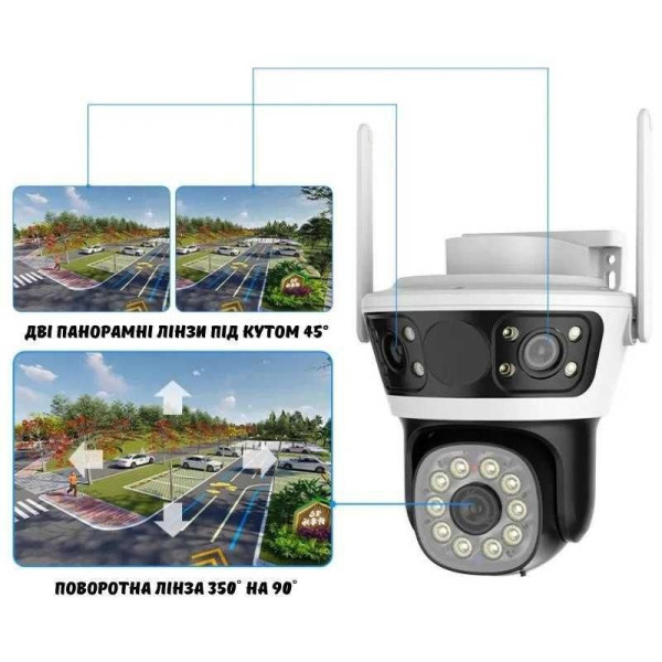 Камера видеонаблюдения Q70 с 3 линзами 2+2+2 Мп 4G Wi-Fi LAN ночное видение датчик движения
