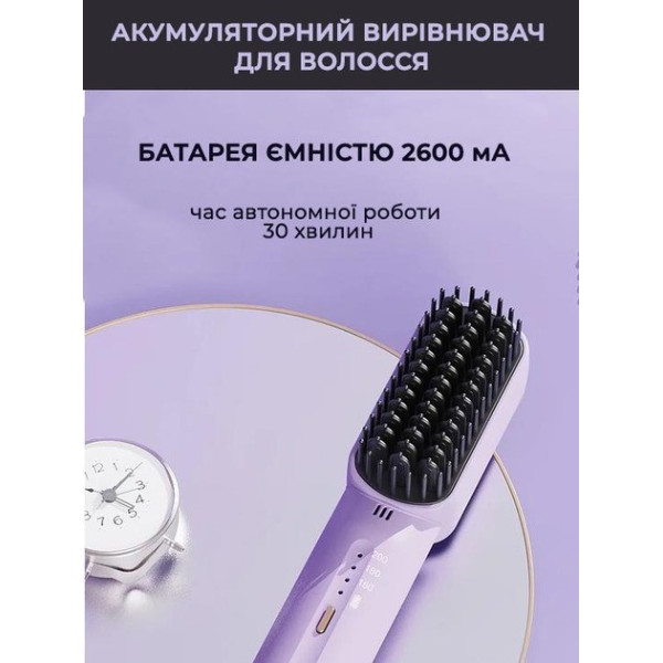 Акумуляторний випрямляч-розчіска для волосся RD-1733 титанове покриття 3 режими USB портативний