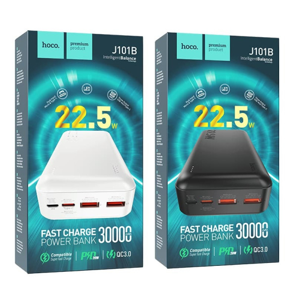 Сверхскоростной повербанк Hoco J101B 30000mAh QC 3.0 PD зарядка 3 устройств одновременно