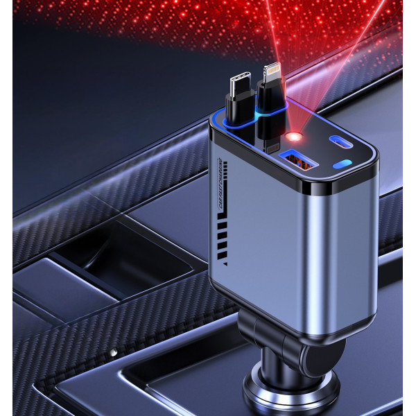 Авто зарядное устройство «Звёздное небо», USB, Type-C, Lightning, 66 Вт, QC 3.0, PD