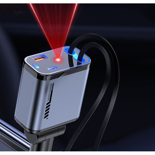 Авто зарядное устройство «Звёздное небо», USB, Type-C, Lightning, 66 Вт, QC 3.0, PD
