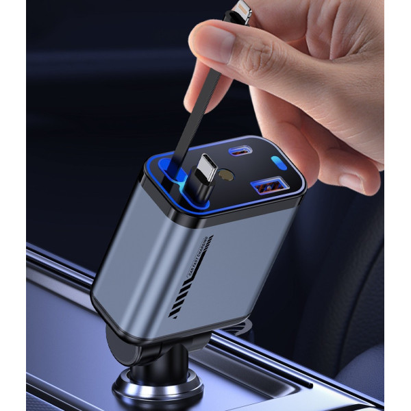 Авто зарядное устройство «Звёздное небо», USB, Type-C, Lightning, 66 Вт, QC 3.0, PD