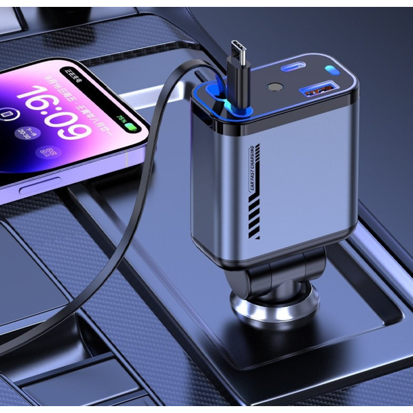Авто зарядное устройство «Звёздное небо», USB, Type-C, Lightning, 66 Вт, QC 3.0, PD