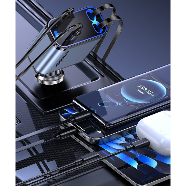 Авто зарядное устройство «Звёздное небо», USB, Type-C, Lightning, 66 Вт, QC 3.0, PD