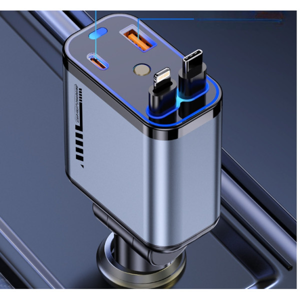 Авто зарядное устройство «Звёздное небо», USB, Type-C, Lightning, 66 Вт, QC 3.0, PD