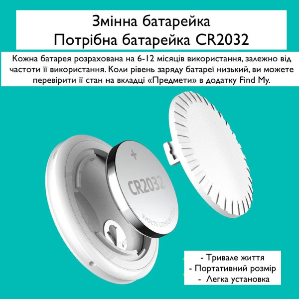 Умный Bluetooth трекер совместимый с Find My для поиска ключей и личных вещей белый/чёрный