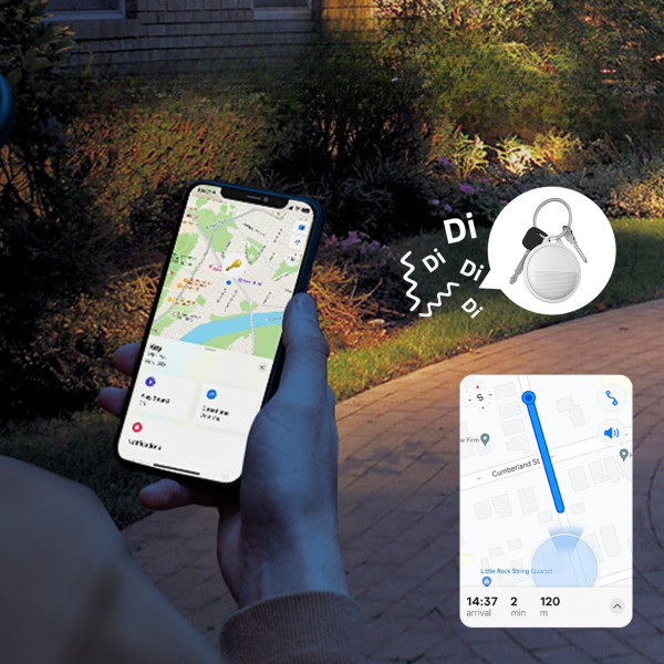 Умный Bluetooth трекер совместимый с Find My для поиска ключей и личных вещей белый/чёрный