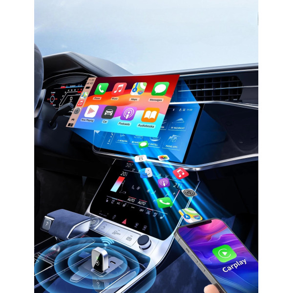 Автоадаптер CarPlay/Android Auto с USB Type-C, plug & play, беспроводное подключение