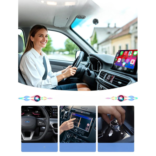 Автоадаптер CarPlay/Android Auto с USB Type-C, plug & play, беспроводное подключение