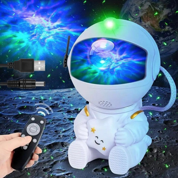 Ночник-проектор звездного неба "Астронавт", лазерный LED светильник, 8 эффектов проекции, пульт ДУ