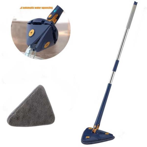 Выдвижная треугольная швабра с вращением 360°, телескопическая ручка, насадка из микрофибры