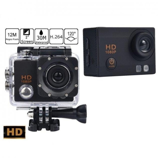 Водонепроницаемая экшн-камера Action Camera D600 A7 HD с широкоугольным объективом и комплектом креплений