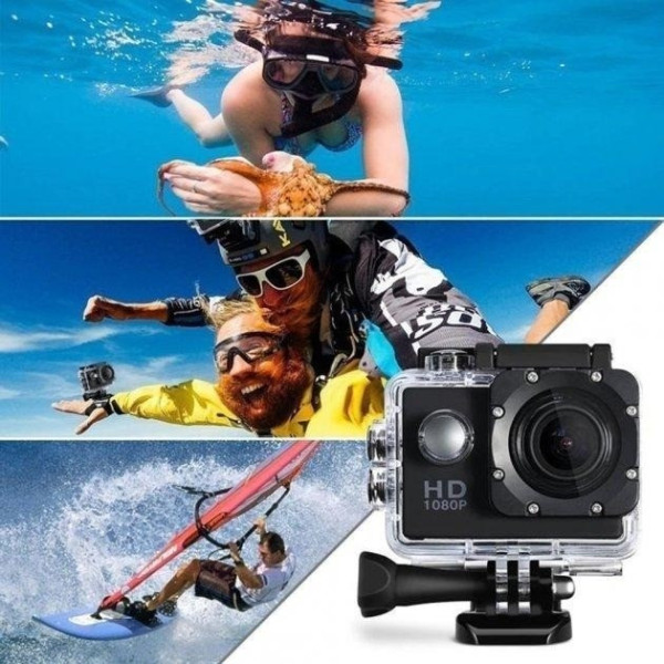 Водонепроницаемая экшн-камера Action Camera D600 A7 HD с широкоугольным объективом и комплектом креплений