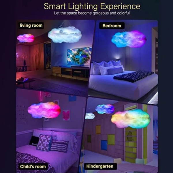 Подвесной смарт-светильник TouCloud в форме облака с RGB LED-подсветкой, управлением через приложение и пульт