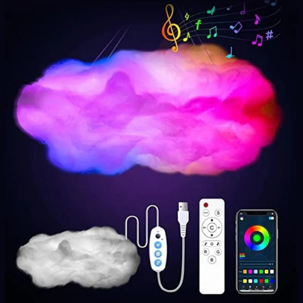 Подвесной смарт-светильник TouCloud в форме облака с RGB LED-подсветкой, управлением через приложение и пульт