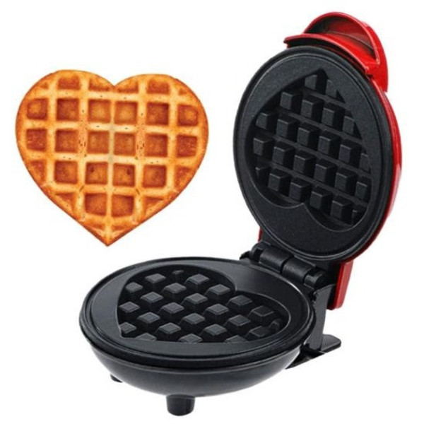 Мини-вафельница в форме сердца Waffle Maker 350Вт с антипригарным покрытием и компактным дизайном