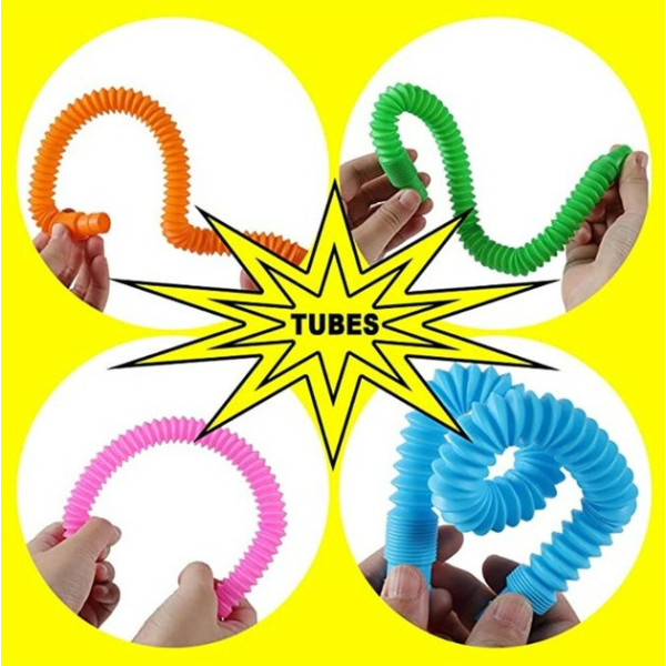 Сенсорні іграшки Pop Tube набір 12 шт. гнучкі антистрес трубки для дітей від 3 років Розвивальний набір