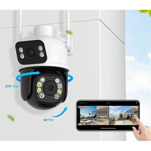 Уличная поворотная Wi-Fi IP-камера A8BQ 6 Мп с LED-подсветкой и датчиком движения, PTZ, аудио