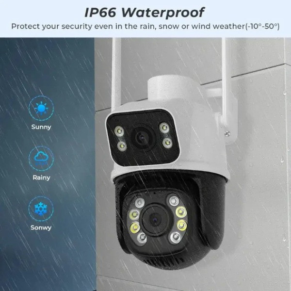 Уличная поворотная Wi-Fi IP-камера A8BQ 6 Мп с LED-подсветкой и датчиком движения, PTZ, аудио