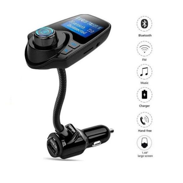 FM-модулятор T10 Bluetooth для авто  трансмітер з USB, AUX, microSD, зарядкою та LCD-екраном