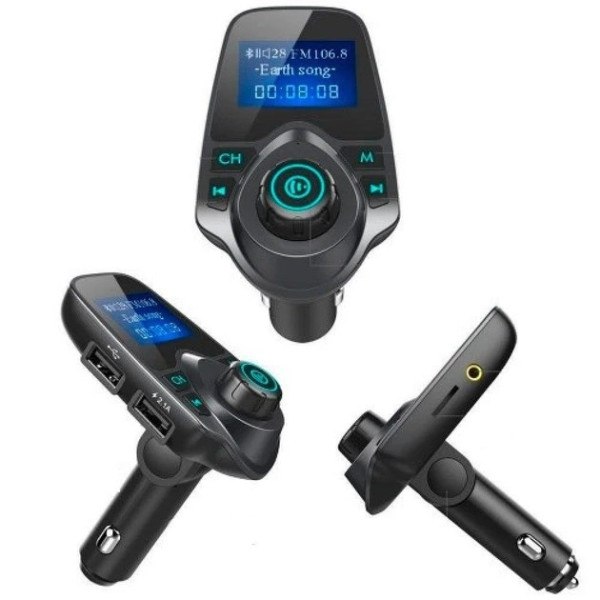 FM-модулятор T10 Bluetooth для авто  трансмітер з USB, AUX, microSD, зарядкою та LCD-екраном