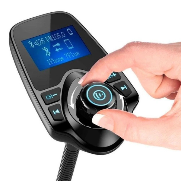 FM-модулятор T10 Bluetooth для авто  трансмітер з USB, AUX, microSD, зарядкою та LCD-екраном