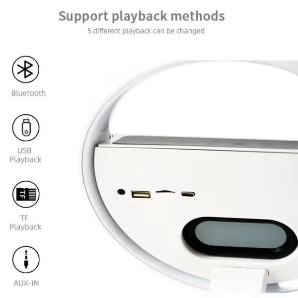 Колонка-ночник G5 с часами, RGB-подсветкой и беспроводной зарядкой Bluetooth акустика 5 Вт, будильник, USB, FM