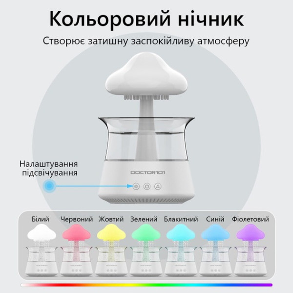 Увлажнитель воздуха Rainfall Doctor-101 с эффектом дождя, тумана, ночником и подсветкой  300 мл, USB