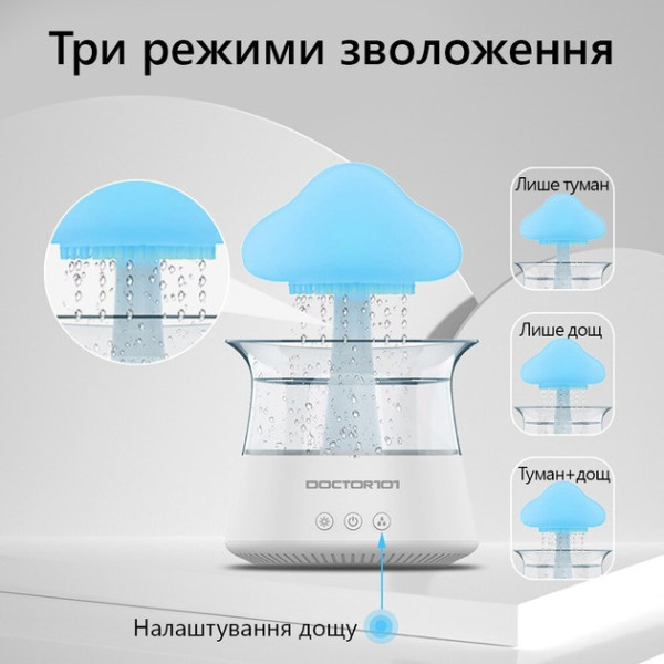Увлажнитель воздуха Rainfall Doctor-101 с эффектом дождя, тумана, ночником и подсветкой  300 мл, USB