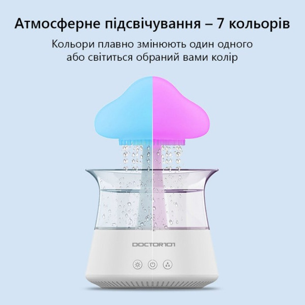 Увлажнитель воздуха Rainfall Doctor-101 с эффектом дождя, тумана, ночником и подсветкой  300 мл, USB