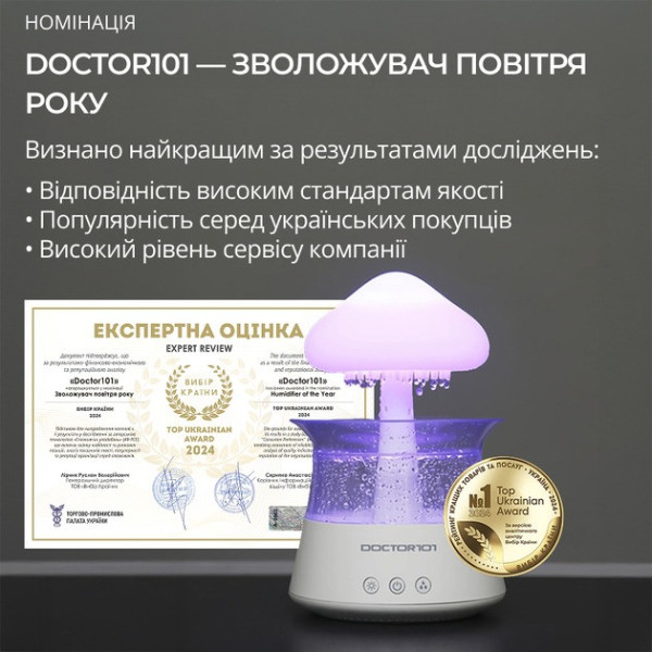 Увлажнитель воздуха Rainfall Doctor-101 с эффектом дождя, тумана, ночником и подсветкой  300 мл, USB