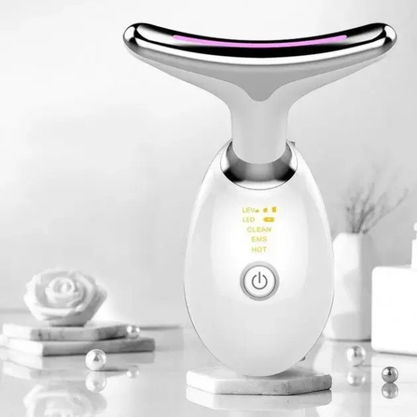 Микротоковый массажер ES‑1081 5‑в‑1 для лица и шеи с LED‑светом, EMS и термомассажем