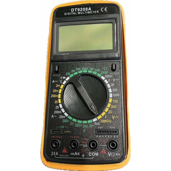 Мультиметр DT-9208A цифровой тестер напряжения, тока, сопротивления, частоты, температуры с подсветкой