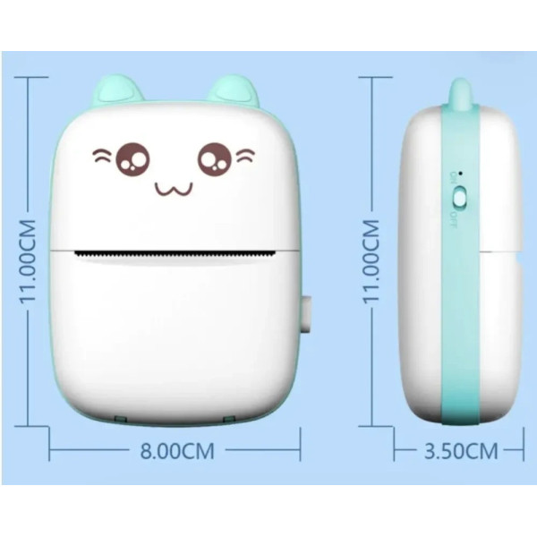 Детский мини-принтер "Котик" BAMBI CAT MINI с Bluetooth, термопечатью и аккумулятором, без чернил