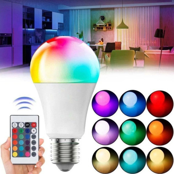 Светодиодная лампа RGB MAG-719 Anslut E27 с пультом, 16 цветов, регулировка яркости, декоративное освещение