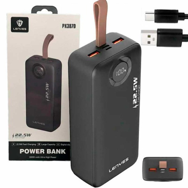 Power Bank LENYES PX387D внешний аккумулятор 30000 мАч компактный