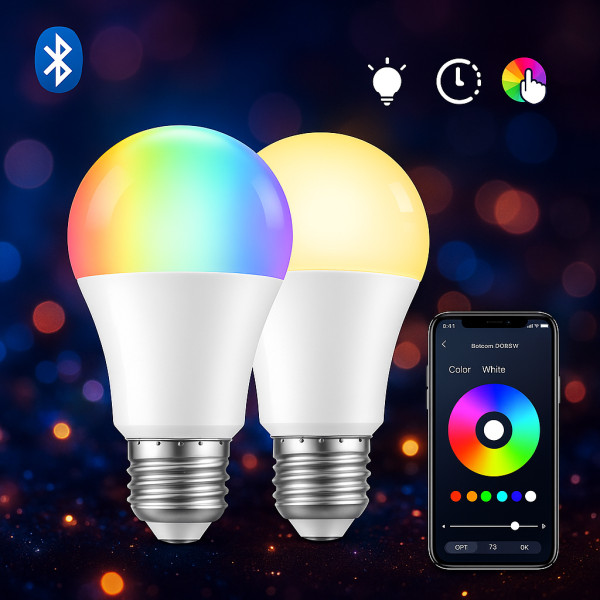 Лампа розумна RGB LED з кольоровим і білим світлом Tuya E27 Bluetooth