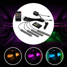 Универсальная автомобильная RGB led подсветка LED AMBIENT HR-01678 с микрофоном