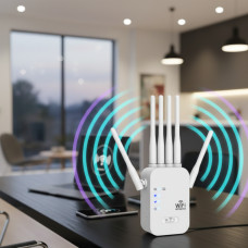 Двухдиапазонный Wi-Fi репитер 2.4/5 ГГц 1200 Мбит/с, 6 антенн, RJ45, режим повторителя