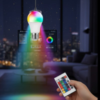 Светодиодная лампа RGB MAG-719 Anslut E27 с пультом, 16 цветов, регулировка яркости, декоративное освещение