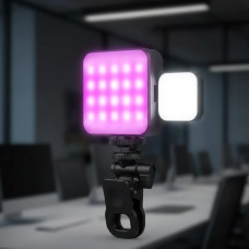 Відеосвітло міні LED RGB з акумулятором і прищіпкою AY-83
