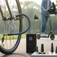 Компрессор портативный с LED дисплеем, Power Bank и фонариком 6000 мАч для шин