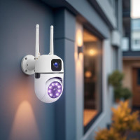 Вулична поворотна Wi-Fi камера відеоспостереження з двома об'єктивами Dual Lens E10 4K 8MP, нічне бачення