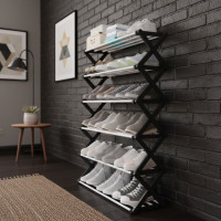 Складная стойка для обуви Shoe Rack 6 ярусов металлическая этажерка полка для хранения обуви дома и в прихожей
