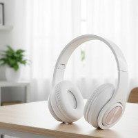 Наушники Bluetooth B39 с RGB подсветкой и встроенным микрофоном, гарнитура черно-белая