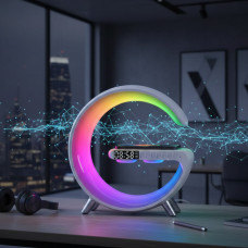 Багатофункціональна лампа нічник Smart Light Sound Machine 5 в 1 з бездротовою зарядкою 15W і колонка